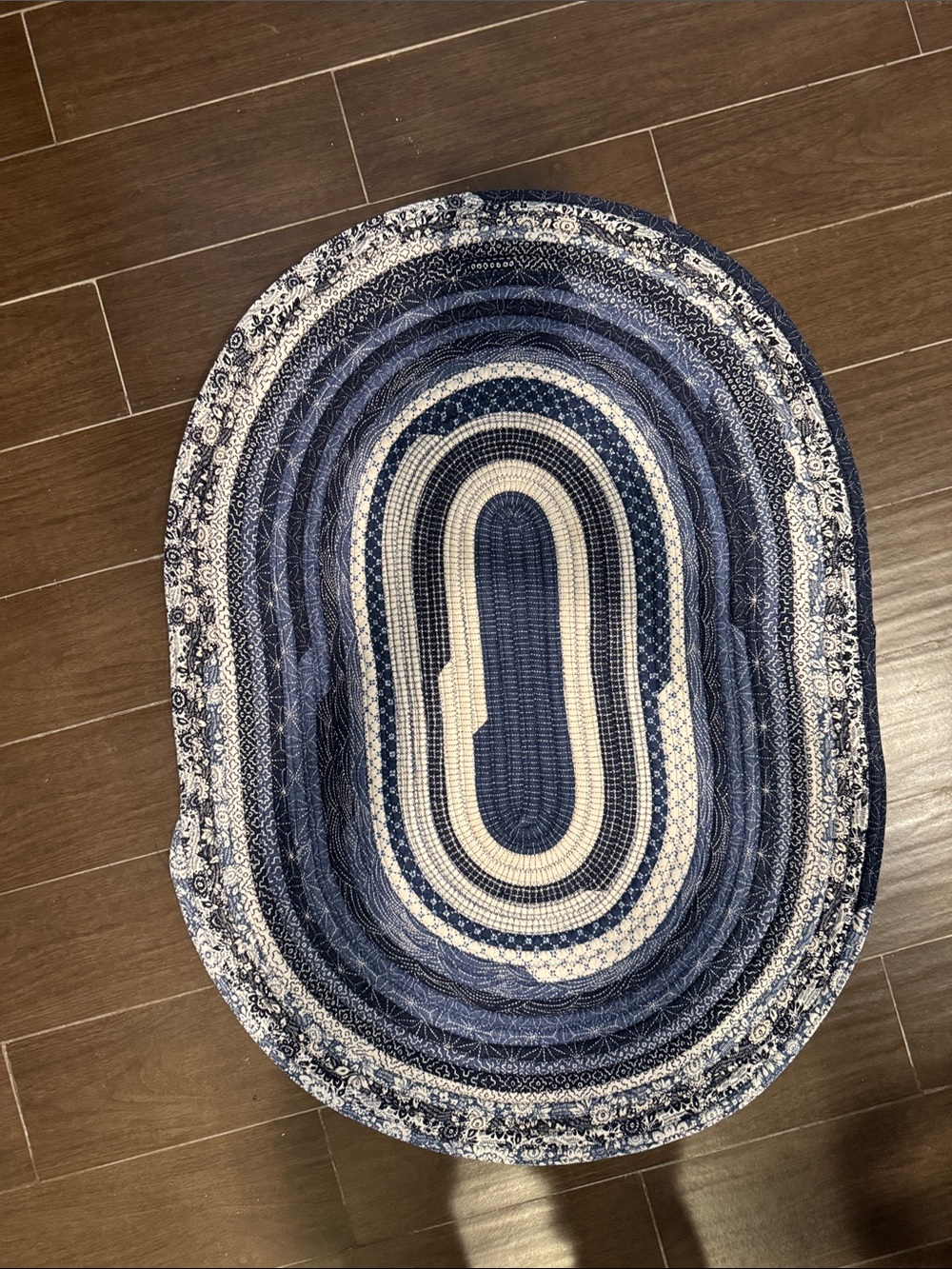 Blue & White Oval Jelly Roll Rug - Home Bath